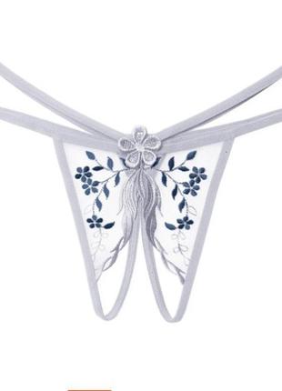 Трусики с вырезом белые эротические - размер универсальный, резинка тянется до 85см