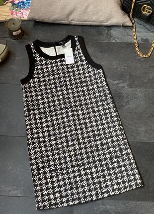 Сукня mango міді діловий стиль офісне чорне з білим2 фото
