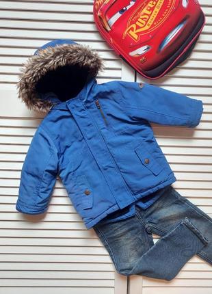 Куртка парка демисезонная  синяя  на мальчика 12-18мес от next.1 фото