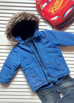 Куртка парка демисезонная  синяя  на мальчика 12-18мес от next.5 фото
