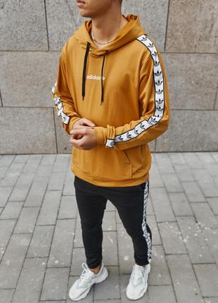 Чоловіча худі адідас оранж з капюшоном кенгуру кофта adidas1 фото