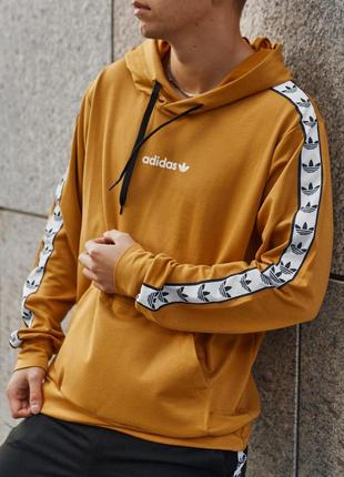 Чоловіча худі адідас оранж з капюшоном кенгуру кофта adidas2 фото