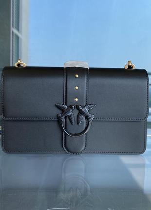 Сумка жіноча на ланцюжку в стилі pinko чорна через плече