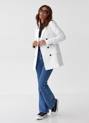 Белый двубортный пиджак oversize2 фото