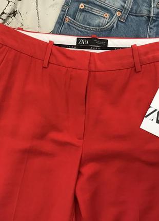 Червоні широкі штані/штани з відворотами4 фото
