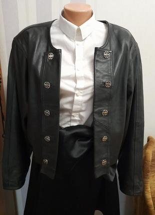 Шкіряна куртка жакет кожаный пиджак двубортная косуха хл2 фото