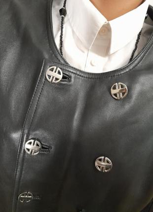 Шкіряна куртка жакет шкіряний піджак двобортна косуха хл10 фото