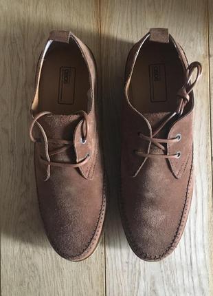 Мокасины asos lace up shoes in tan suede color tan