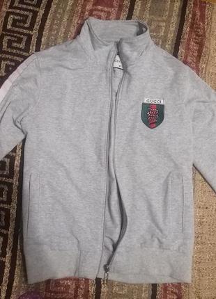 Спортивная серая хб кофта gucchi р. m, на р. 158-164 см.