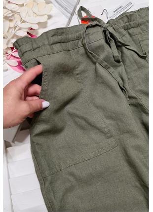 Повседневные бриджи, брюки из льна indigoroc большой размер4 фото