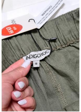 Повседневные бриджи, брюки из льна indigoroc большой размер6 фото