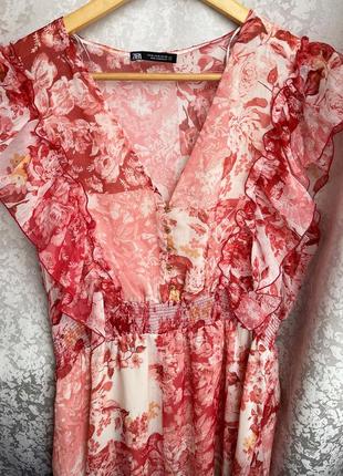 Красива стильна сукня міді zara, платье миди с рюшами воланами8 фото