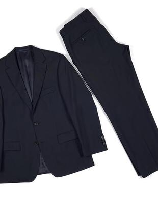 Hugo boss 38 шерсть super 100 темно-синій світло-чорний класичний чоловічий костюм1 фото