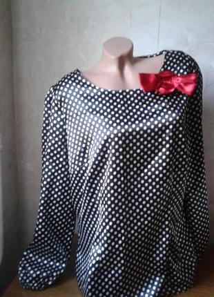Атласная блуза в "горох ",46 евро1 фото