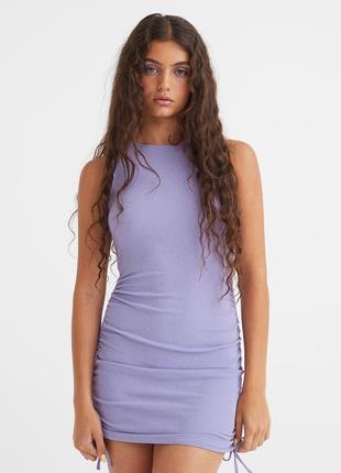 Плаття в рубчик фіолетове h&m нова колекція1 фото