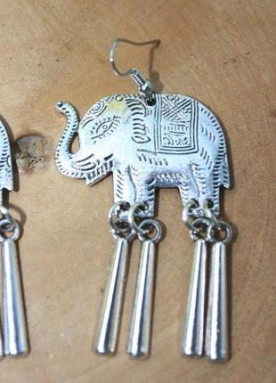 Стильные серьги индийский слон в бохо этно стиле2 фото