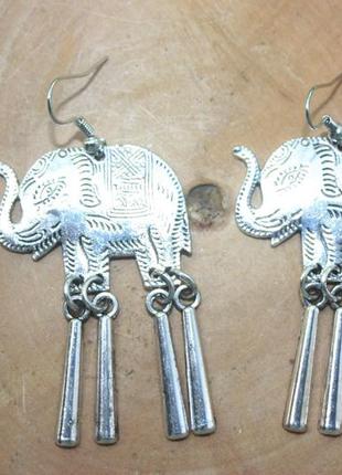 Стильные серьги индийский слон в бохо этно стиле3 фото