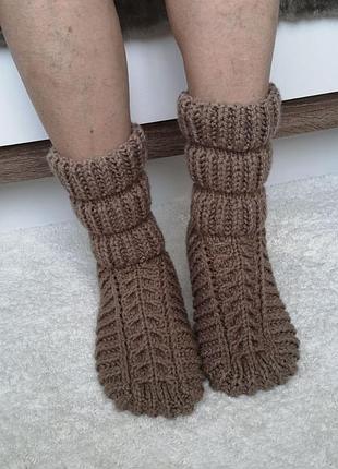 Вязаные теплые зимние носки шерсть