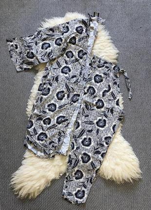 Домашний костюм набор пижама кимоно накидка штаны принт натуральный материал вискоза1 фото