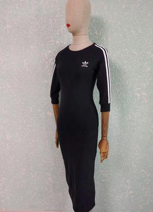 Adidas trefoil базовое платье женское длинное по фигуре повседневное котон адидас плаття адідас довге повсякденне сукня бавовна базове