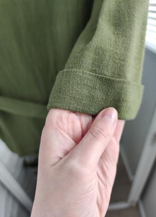 Пиджак жакет блейзер bershka с поясом винтажный хаки фисташка лён льняной новый качественный8 фото