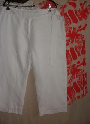 Білі лляні короткі штани  бриджі капрі  батал3 фото