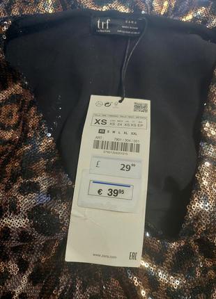 Блискуче плаття в паєтки пайетки анімалістичний принт леопардовий від zara9 фото