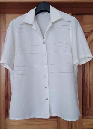 Вінтажна  сорочка, біла,  льон, бавовна, прошва