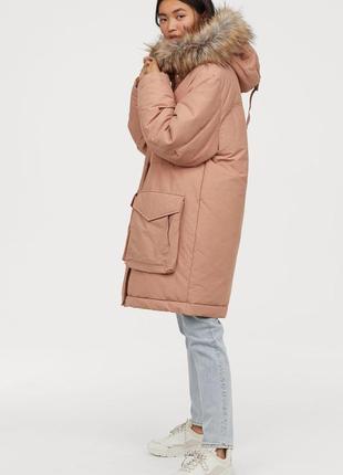 Зимняя парка с опушкой мегабатал  с оф.сайта h&m.