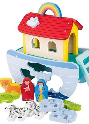 Великий ігровий дерев'яний набір-сортер ноїв ковчег зі сходами playtive німеччина