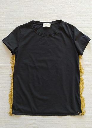 Футболка, чорна з бахромою, італія, котон