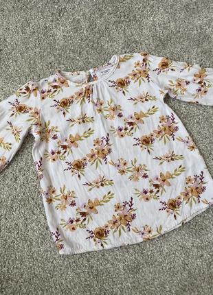 Блуза рубаха цветочный принт длинный рукав на довгий рукав сорочка