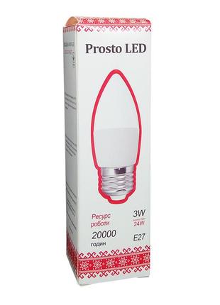 Светодиодная лампа prosto led sk-3w-e27 с37 4100к (свеча)