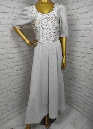 Льняна австрійська сукня з шовковим топом з вишивкою р. з-м