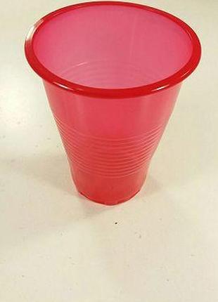 Пластиковий стакан одноразовий червоний 180 мл, атем, 100 шт/пач