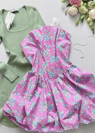 Платье платье сукня корсет в цветочный принт zara8 фото