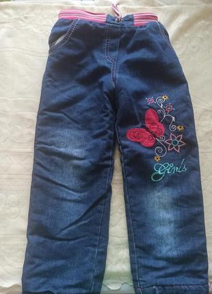 Теплые штаны джинсы на меху 3г6 фото