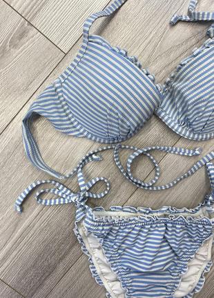 Купальник блакитний смужка від h&m