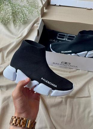 Жіночі чорні текстильні кросівки в стилі balenciaga speed trainer 'black'