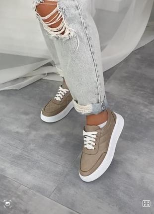 🌞якісна натуральна шкіра🌞 стильні кросівки білий, беж, чорні3 фото