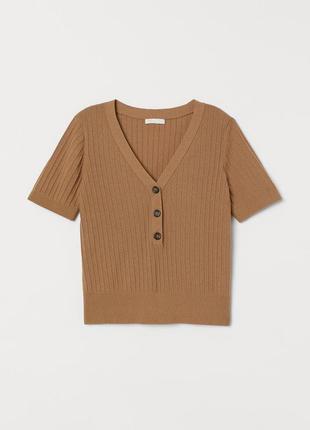 Натуральный топ кофта рубчик с пуговицами h&m, m