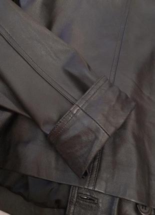 Шкіряний вкорочений жакет куртка кожаный двубортный пиджак  премиум бренд большой рпзмер7 фото