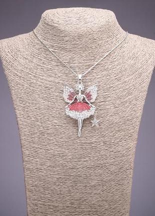 Подвеска фея розовая на цепочке 75 см