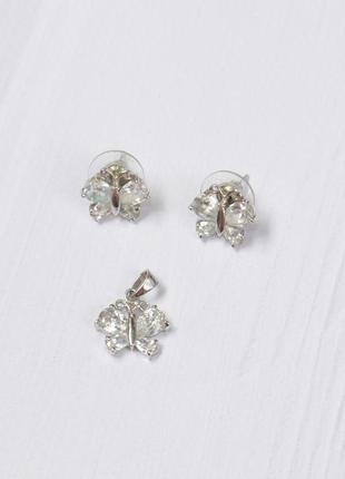 Біжутерія набір сережки, кулон. хірургічна сталь, чеське скло