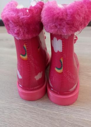Чоботи , черевики дитячі гумові з хутряним носком. резиновые , силиконовые ботинки для девочки4 фото