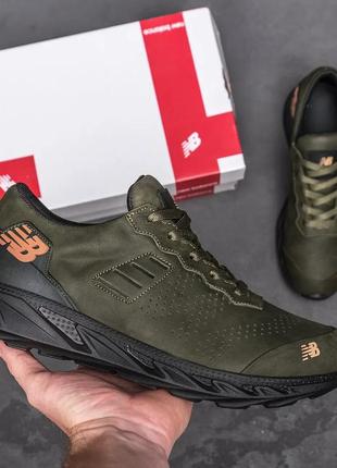 Мужские кожаные кроссовки nb green