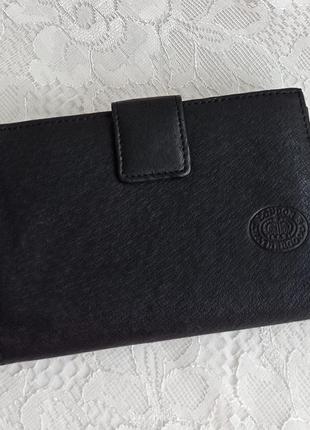 Гаманець жiночий london leather goods чорна натуральна якiсна шкiра