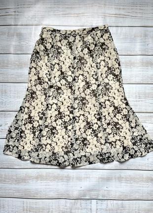 Актуальная винтажная юбка миди шифон в цветочный принт