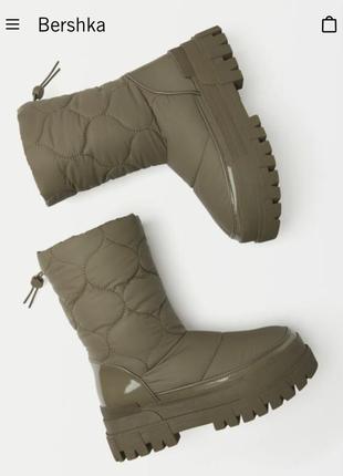 Bershka zara mango h&m зимние непромокаемые сапоги дутики дутiки сапоги на высокой подошве черевики чоботи ботинки жiночi p.36,374 фото