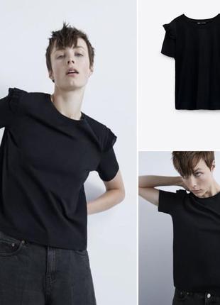 Черная футболка из новой коллекции zara размер l,xl